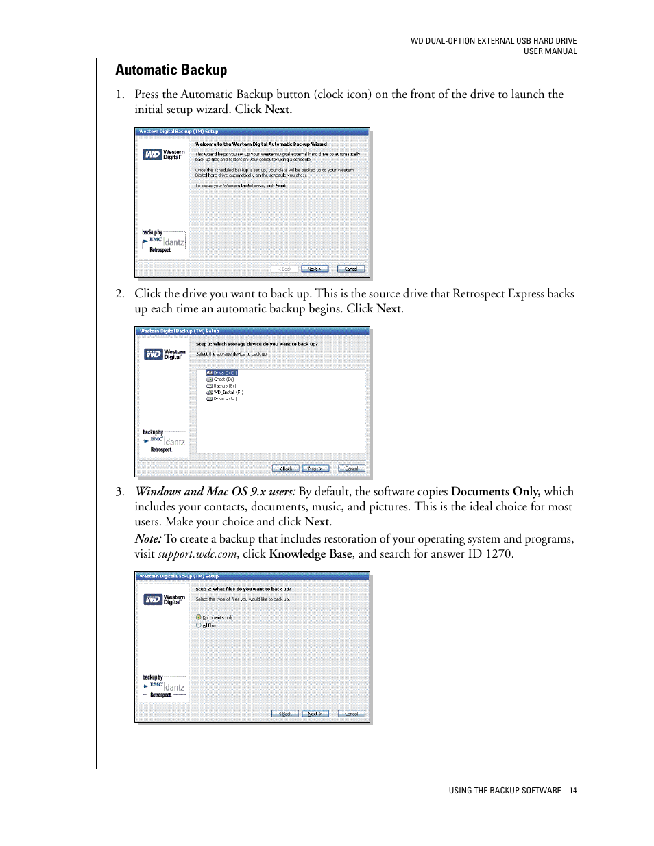 Automatic backup | Western Digital WD Dual-Option USB External Drive User Manual User Manual | Page 18 / 30