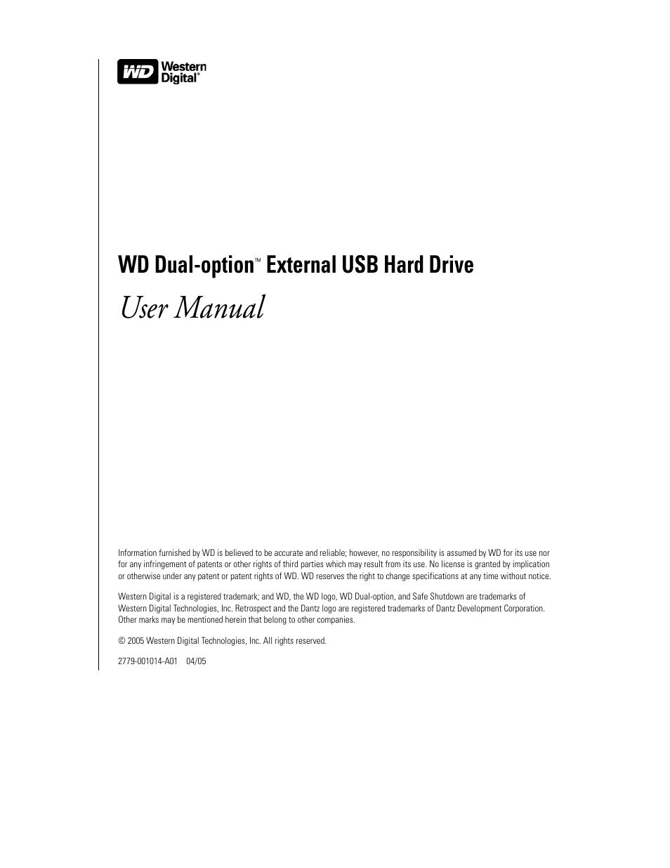 User manual, Wd dual-option, External usb hard drive | Western Digital WD Dual-Option USB External Drive User Manual User Manual | Page 2 / 30