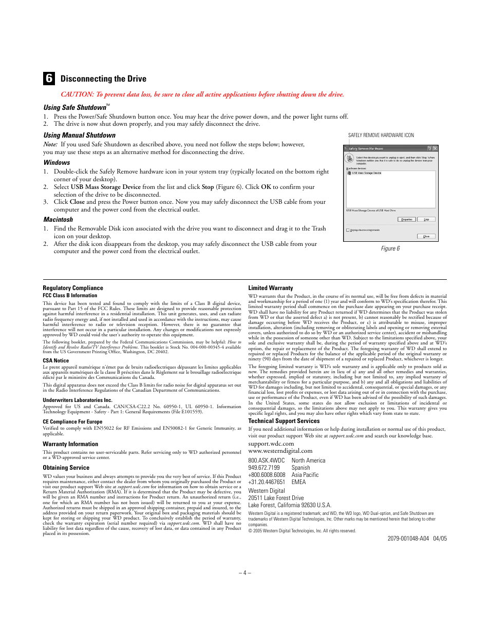 Disconnecting the drive | Western Digital WD Dual-Option Media Center Quick Install Guide User Manual | Page 4 / 4