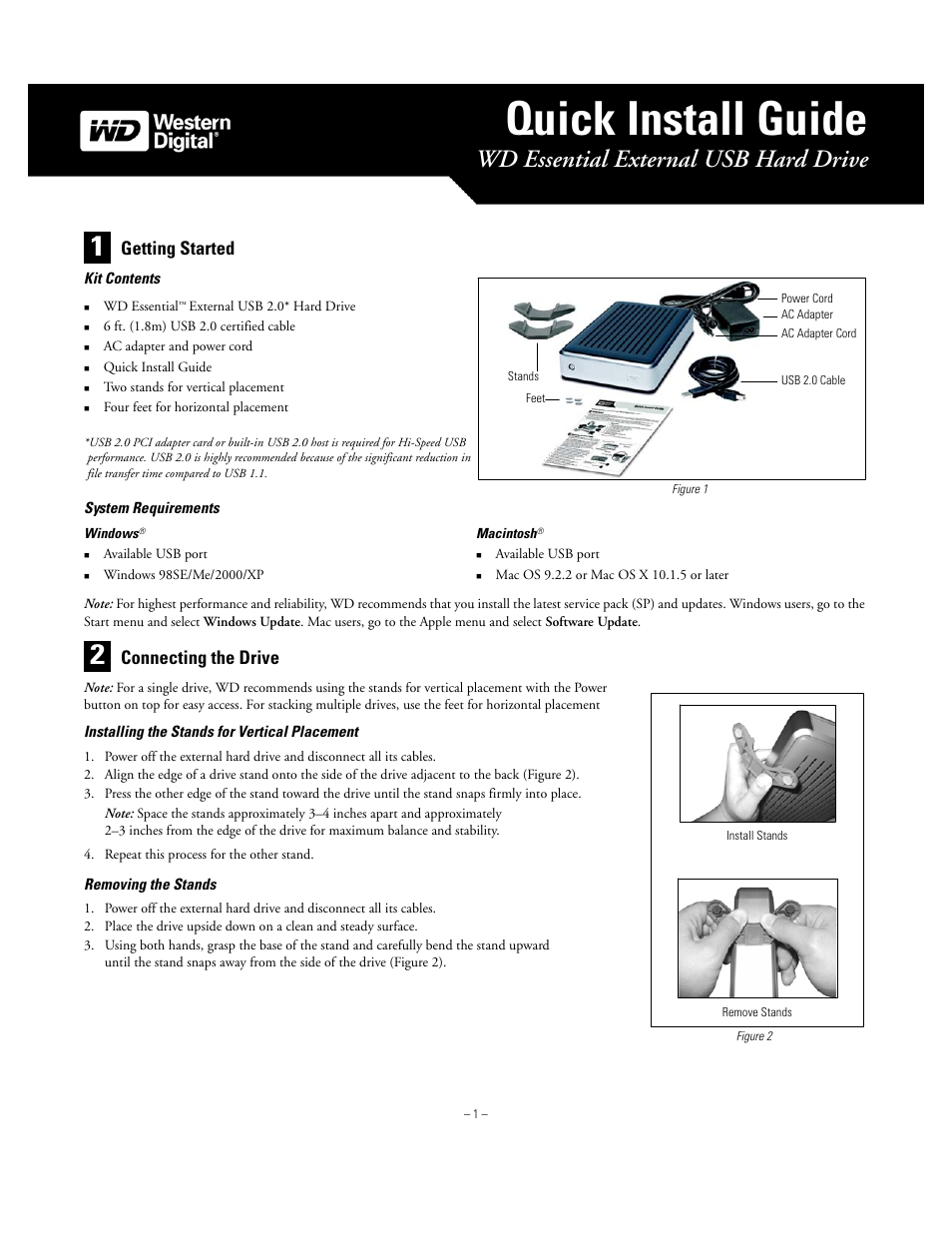 Western Digital WD Essential USB 2.0 Quick Install Guide User Manual | 4 pages
