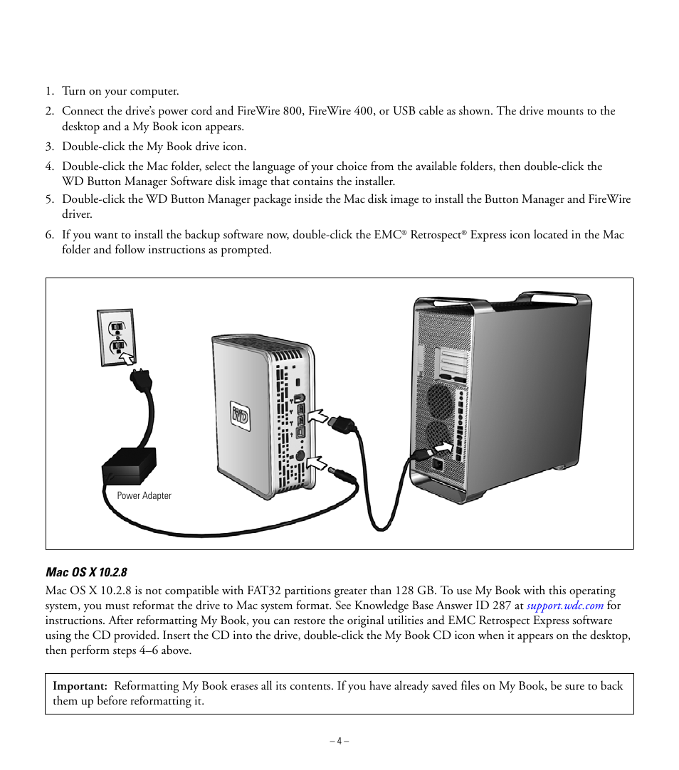 Installing the drive | Western Digital My Book Pro Edition Quick Install Guide User Manual | Page 5 / 9