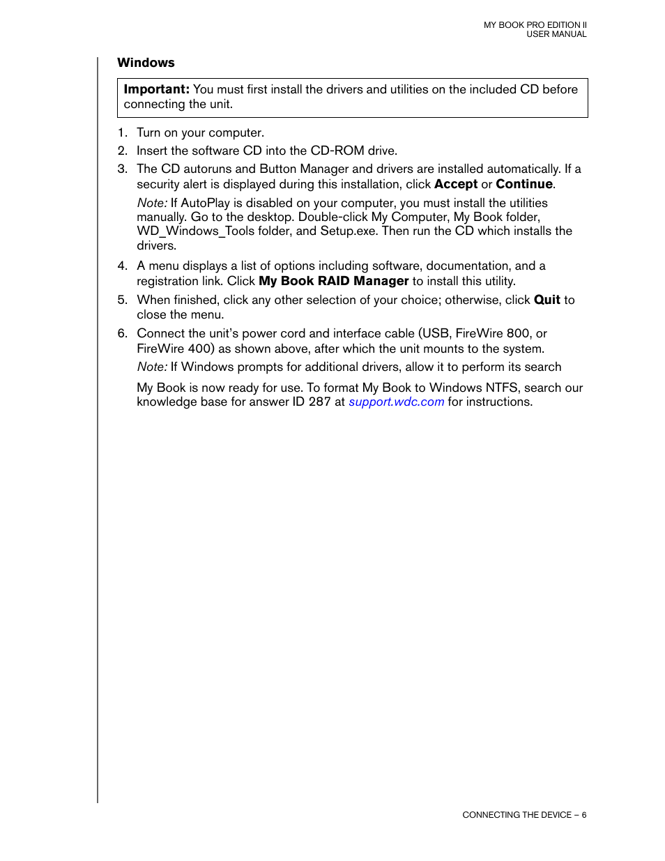 Windows | Western Digital My Book Pro Edition II User Manual User Manual | Page 9 / 29
