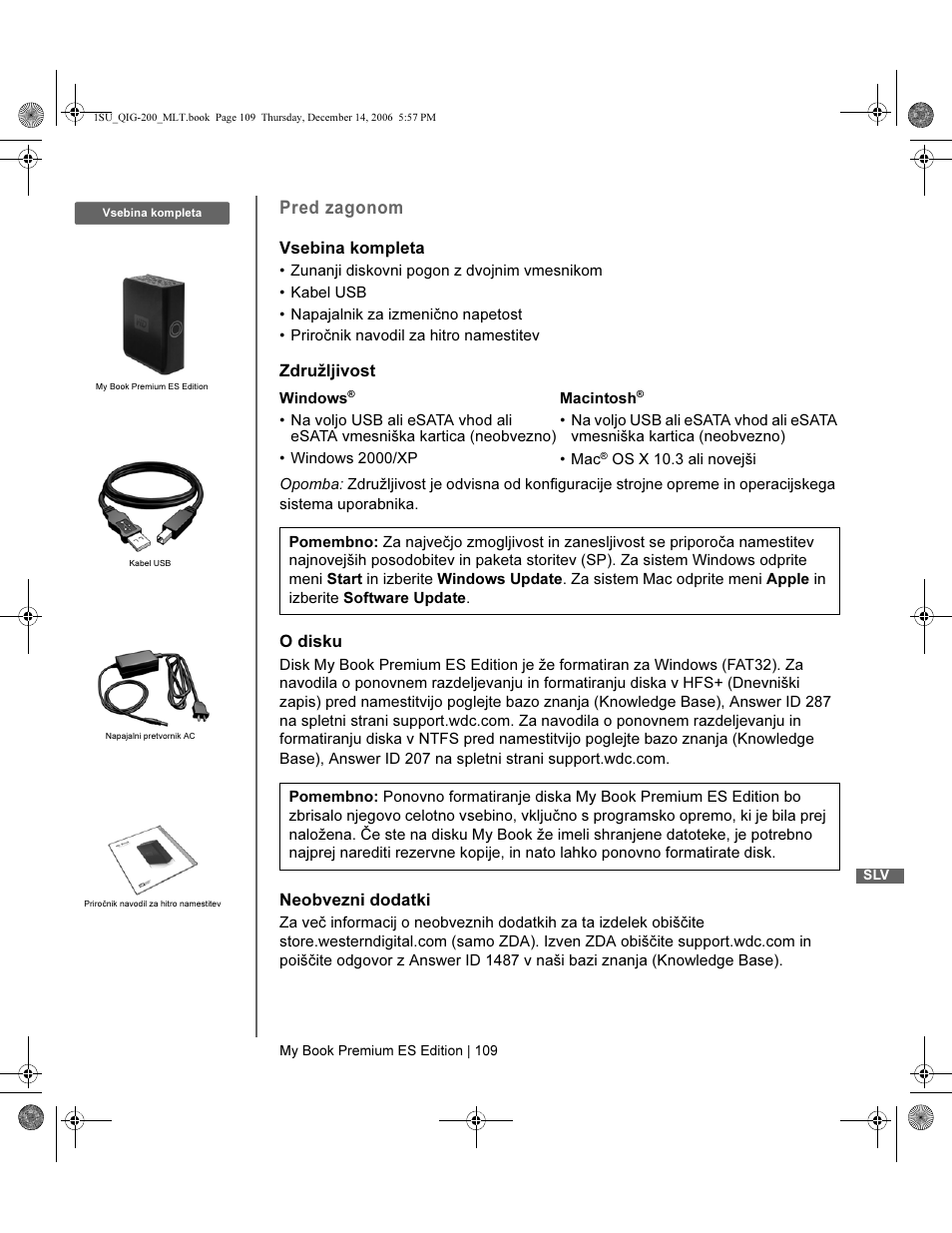 Pred zagonom | Western Digital My Book Premium ES Edition Quick Install Guide User Manual | Page 110 / 121