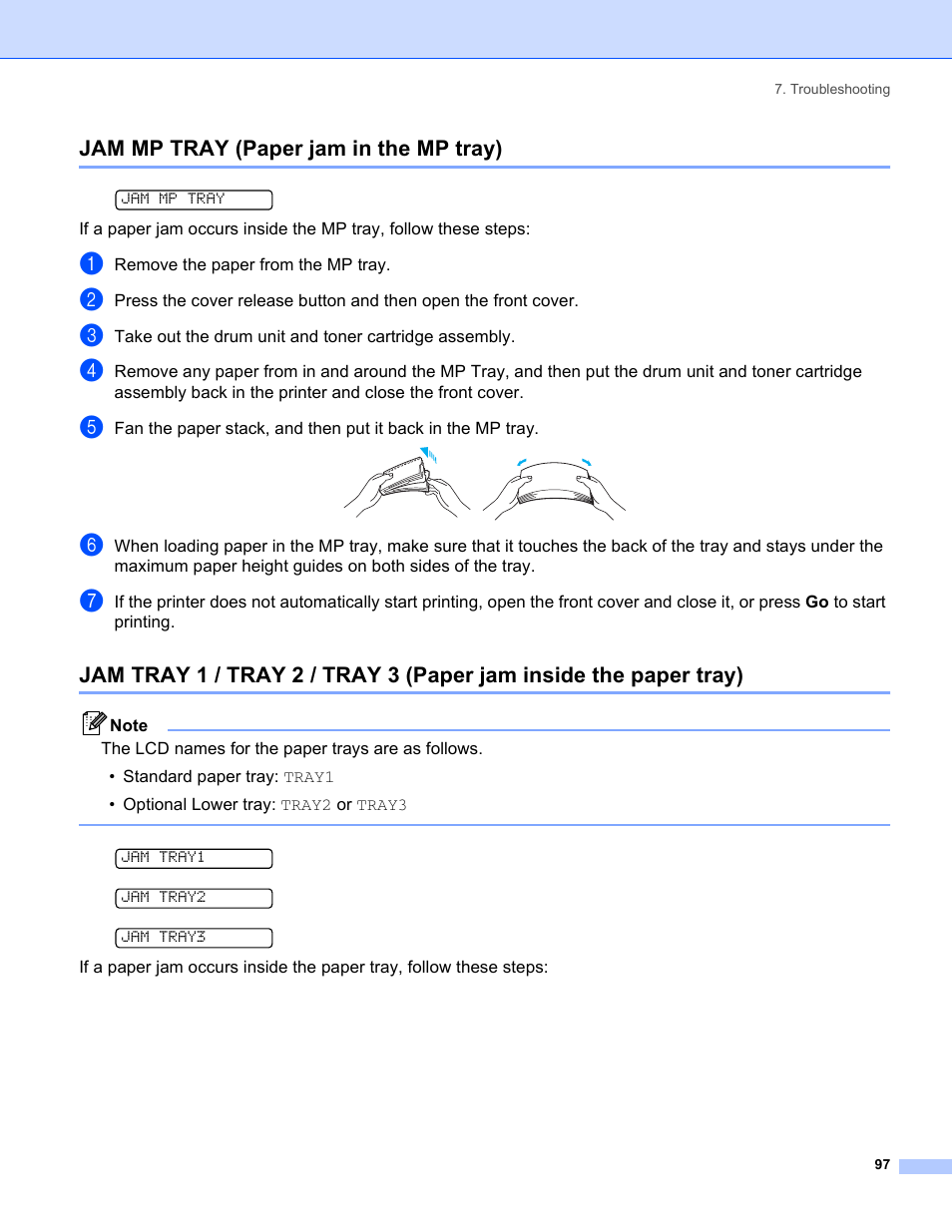 Jam mp tray (paper jam in the mp tray) | Brother HL-5280DW User Manual | Page 105 / 152