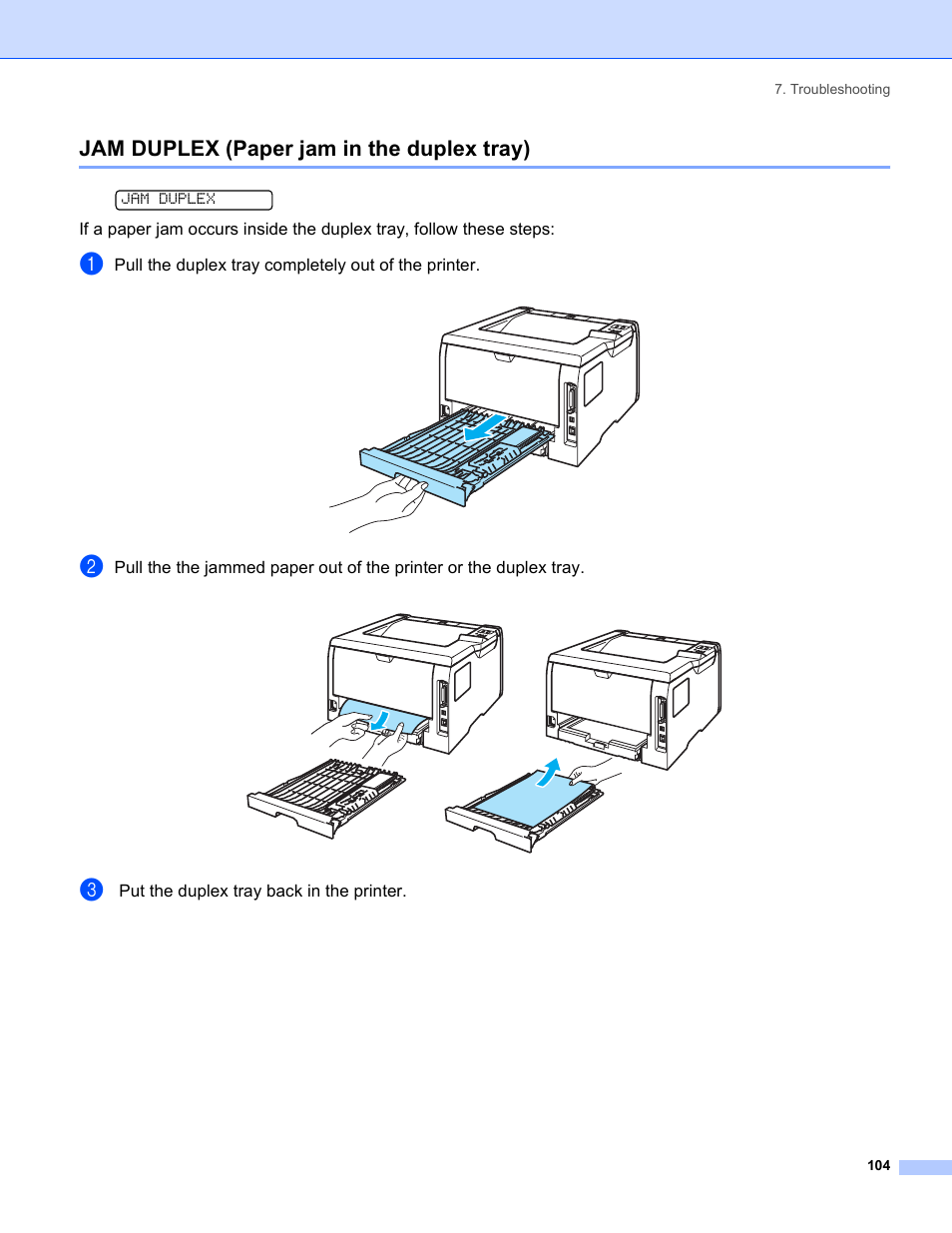 Jam duplex (paper jam in the duplex tray) | Brother HL-5280DW User Manual | Page 112 / 152