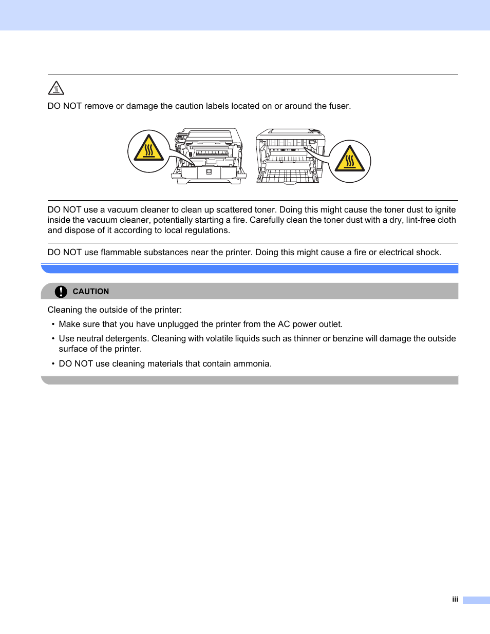 Caution | Brother HL-5280DW User Manual | Page 4 / 152