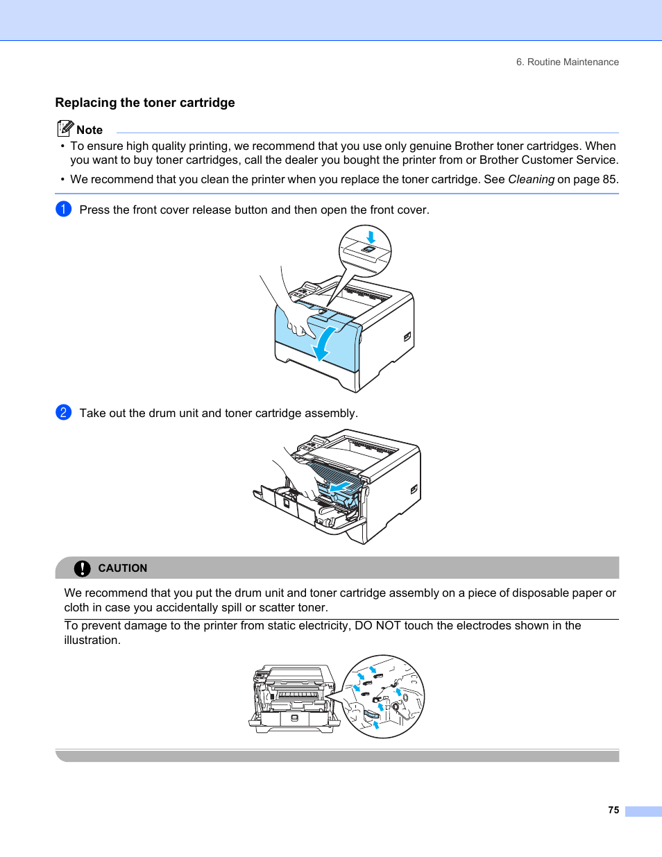 Replacing the toner cartridge | Brother HL-5280DW User Manual | Page 83 / 152