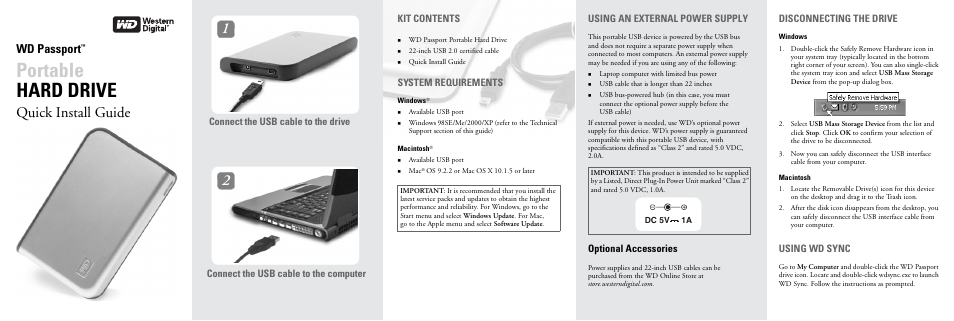Western Digital WD Passport (Silver) Quick Install Guide User Manual | 2 pages
