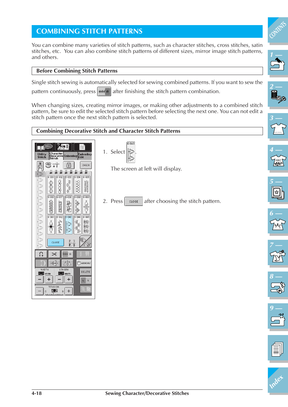 Combining stitch patterns -18, Combining stitch patterns | Brother ULT 2003D User Manual | Page 161 / 321