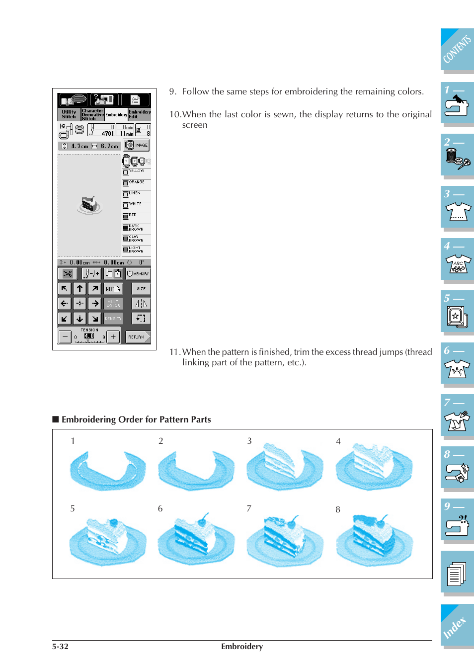 Embroidering order for pattern parts -32 | Brother ULT 2003D User Manual | Page 207 / 321