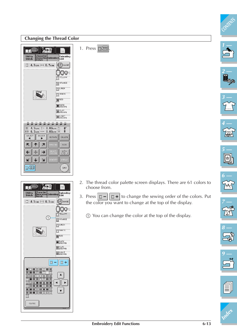 Changing the thread color -13 | Brother ULT 2003D User Manual | Page 252 / 321