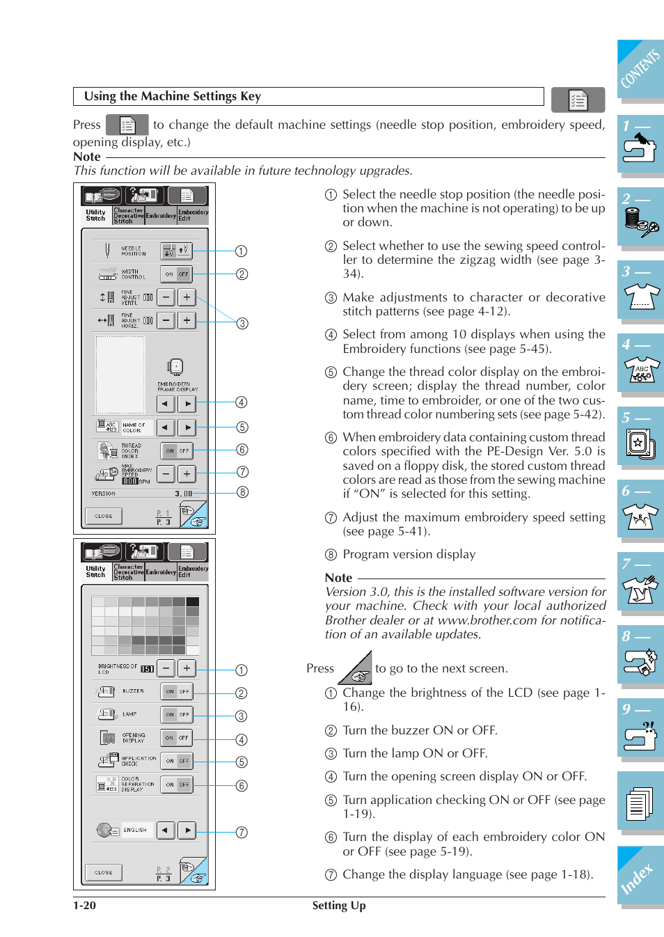 Using the machine settings key -20 | Brother ULT 2003D User Manual | Page 31 / 321