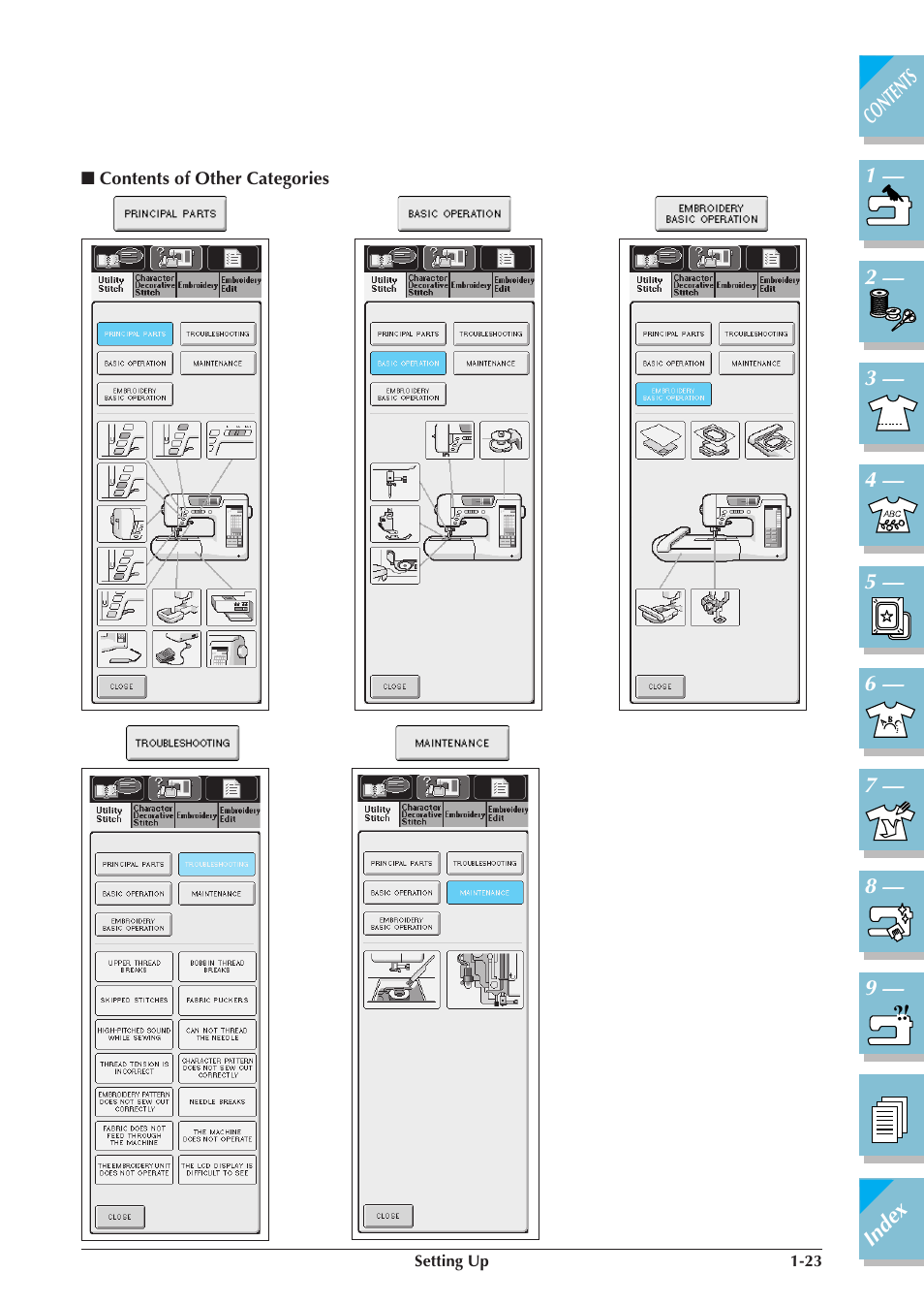 Contents of other categories -23 | Brother ULT 2003D User Manual | Page 34 / 321