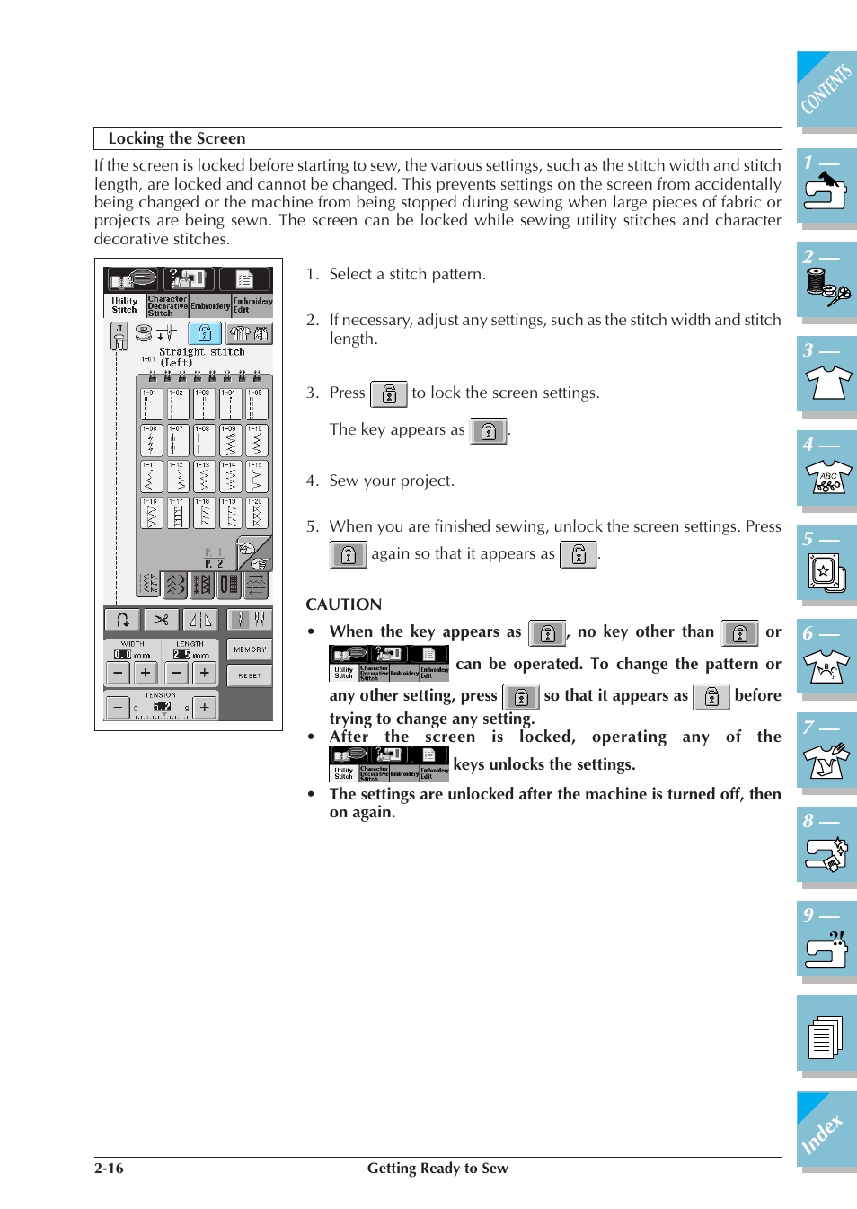 Locking the screen -16 | Brother ULT 2003D User Manual | Page 73 / 321