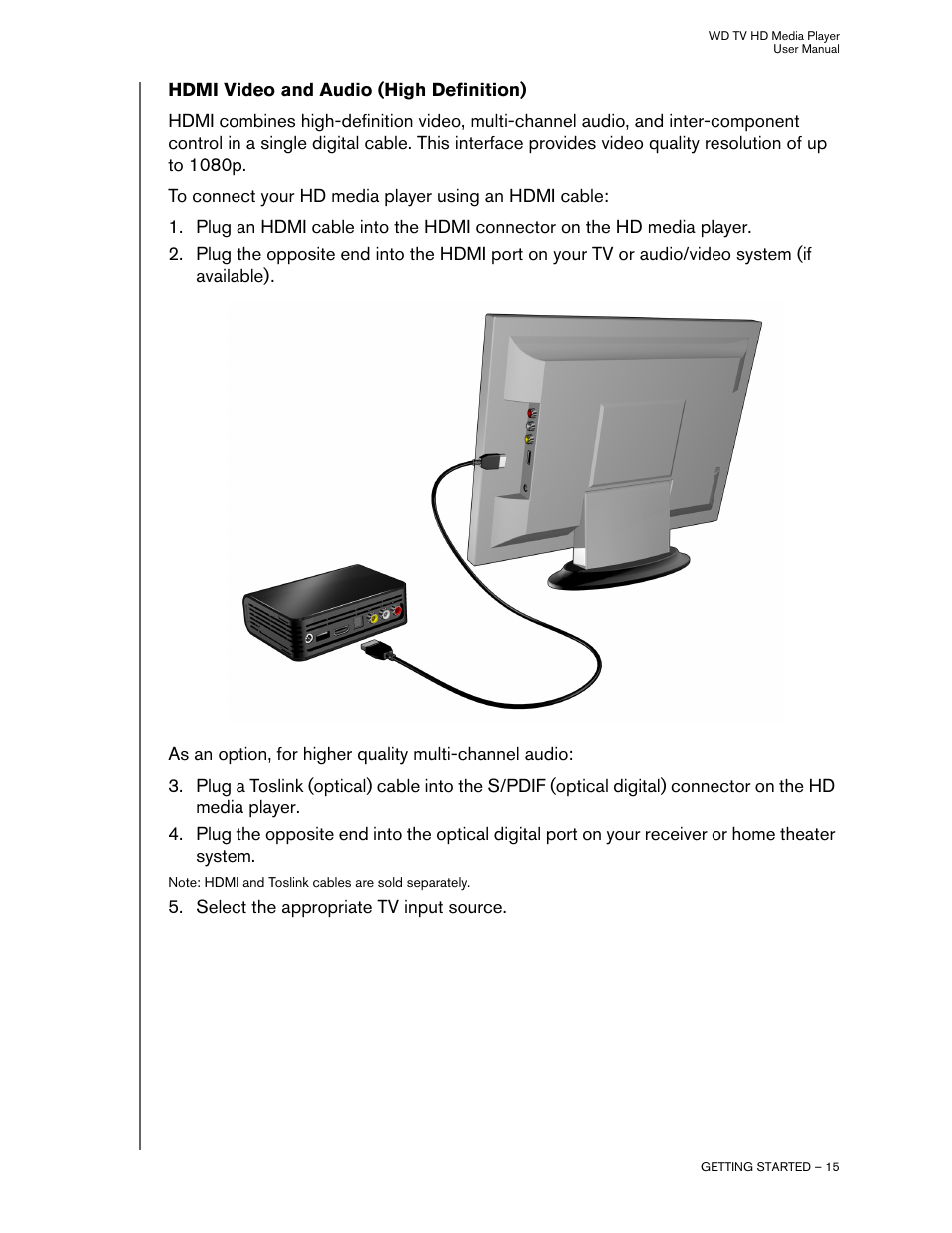 Hdmi video and audio (high definition) | Western Digital WD TV HD Media Player (Gen 1) User Manual User Manual | Page 18 / 81