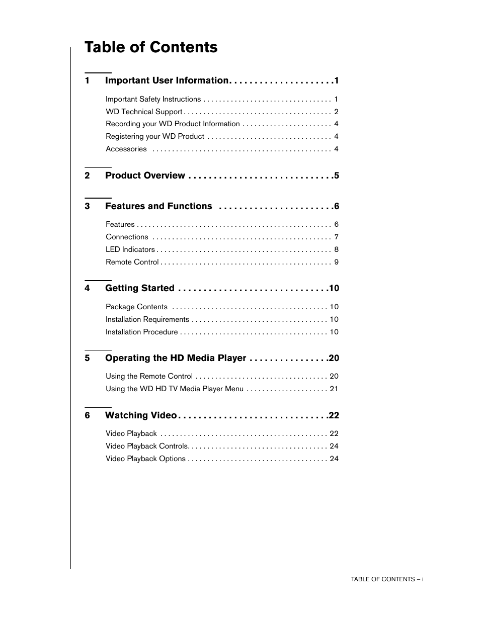 Western Digital WD TV HD Media Player (Gen 1) User Manual User Manual | Page 2 / 81