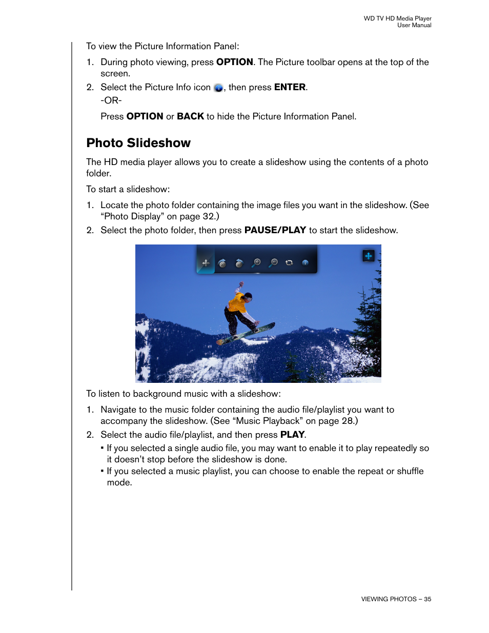 Photo slideshow | Western Digital WD TV HD Media Player (Gen 1) User Manual User Manual | Page 38 / 81