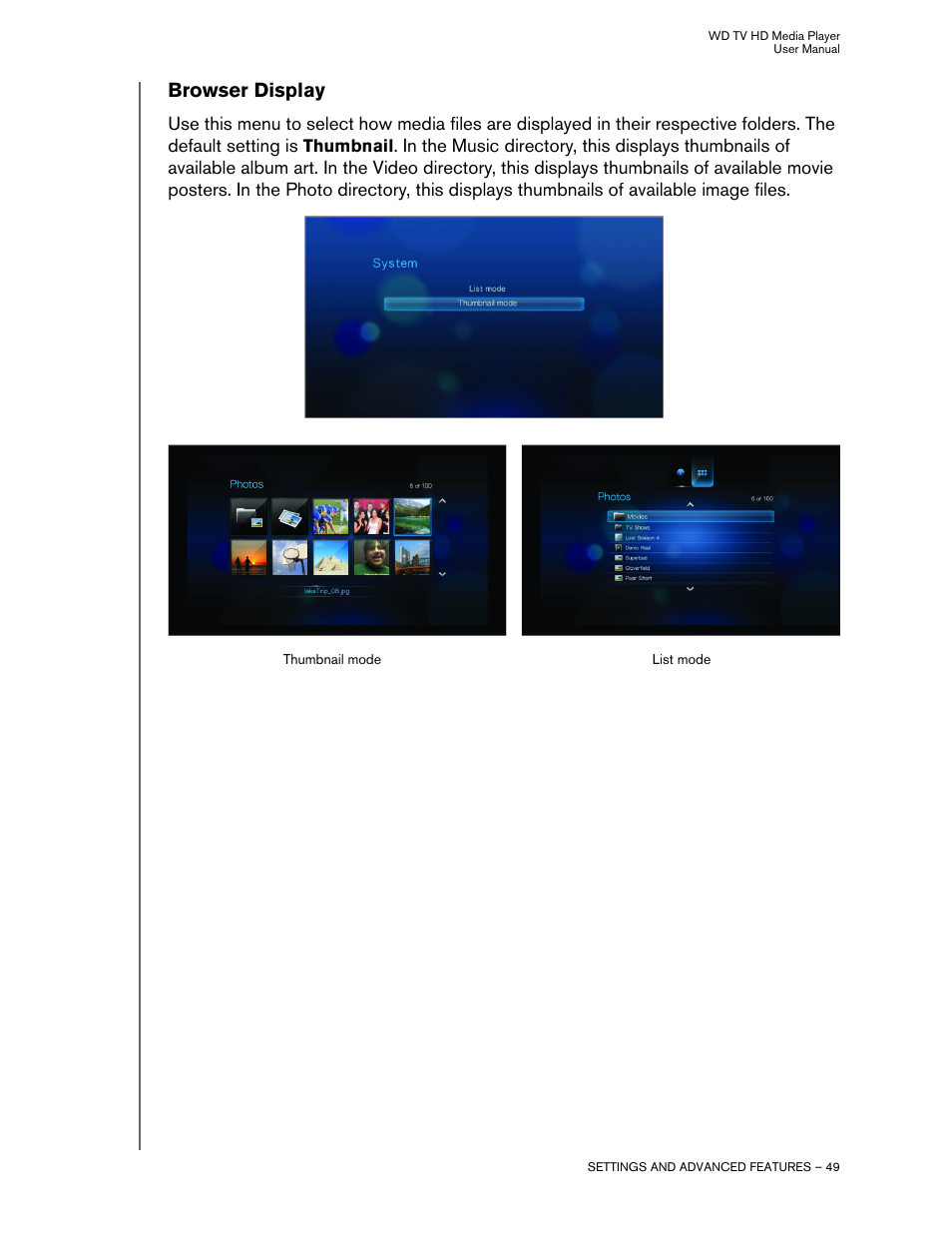 Browser display | Western Digital WD TV HD Media Player (Gen 1) User Manual User Manual | Page 52 / 81