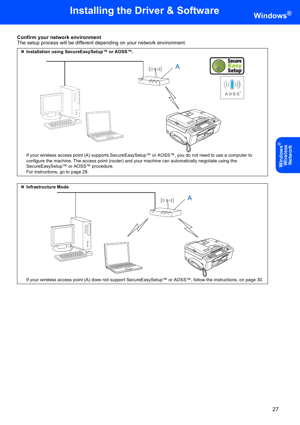 Installing the driver & software, Windows | Brother MFC-685CW User Manual | Page 29 / 58