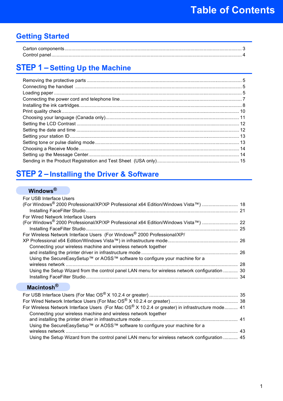 Brother MFC-685CW User Manual | Page 3 / 58