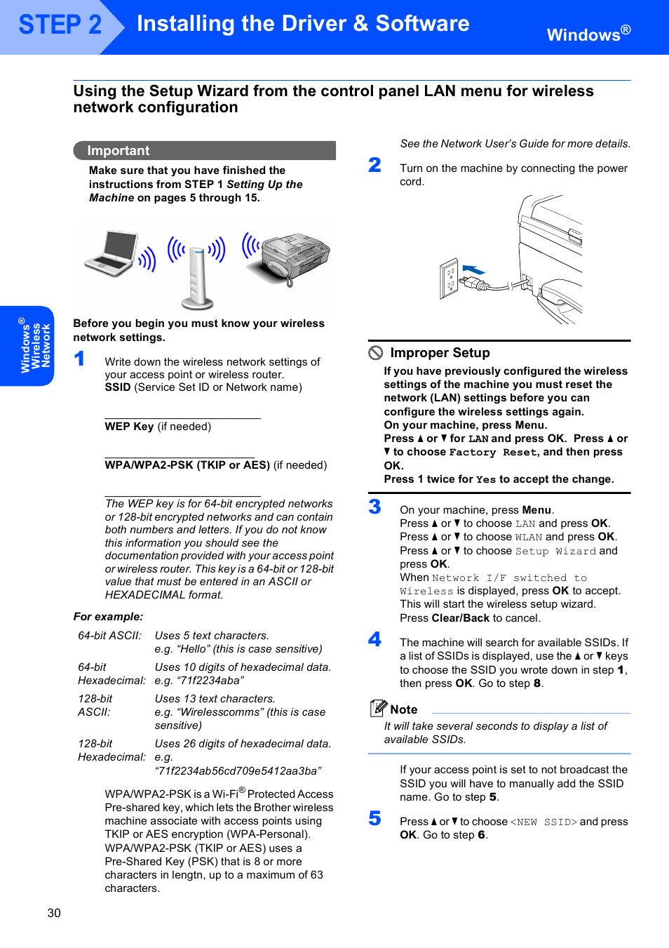 Step 2, Installing the driver & software, Windows | Brother MFC-685CW User Manual | Page 32 / 58
