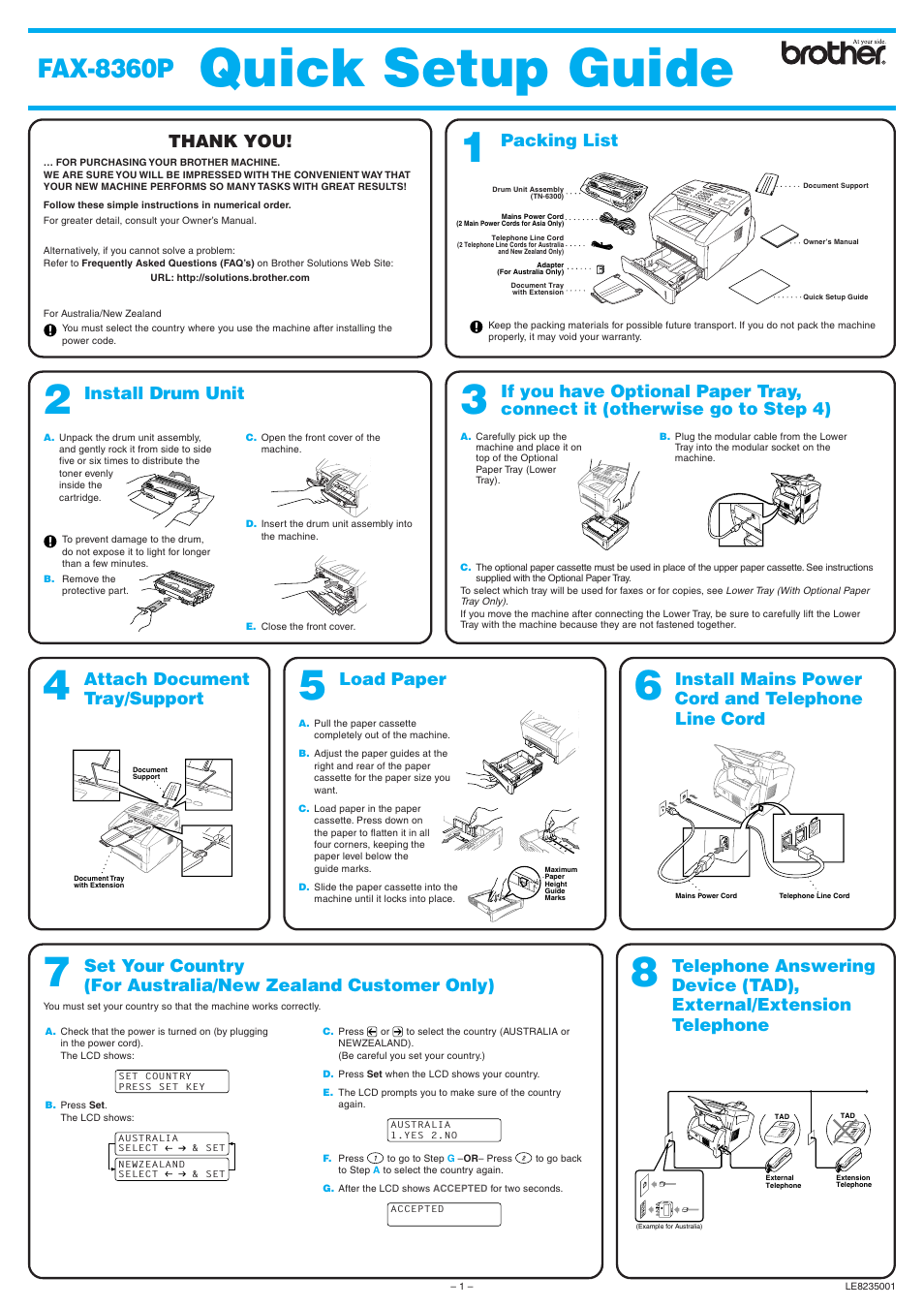 Brother LE8235001 User Manual | 2 pages