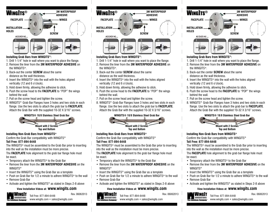 WINGITS Grab Bar SRGBW40 User Manual | Page 2 / 2