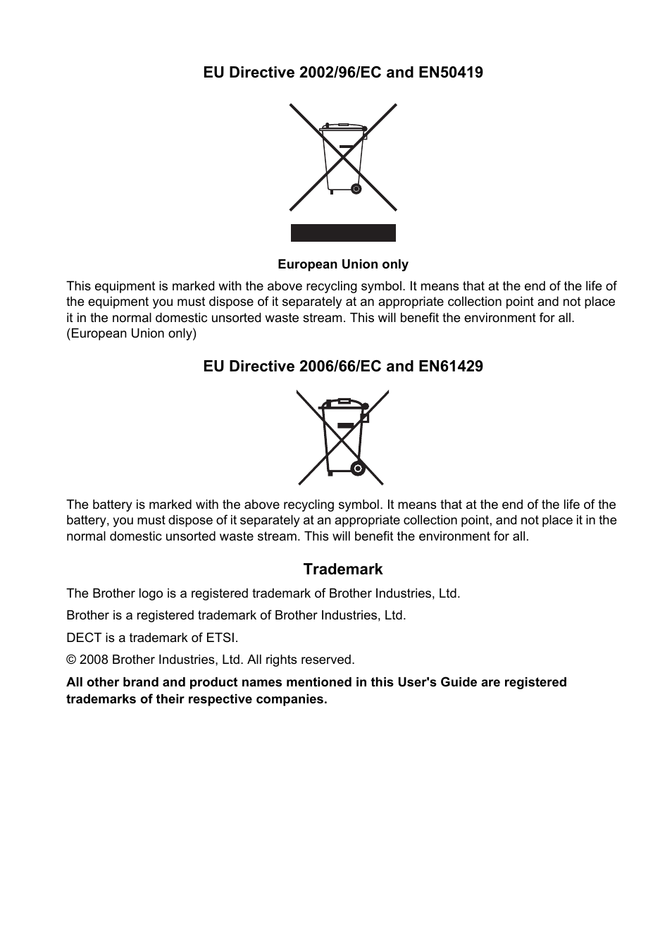 Trademark | Brother DECT BCL-D70 User Manual | Page 37 / 38