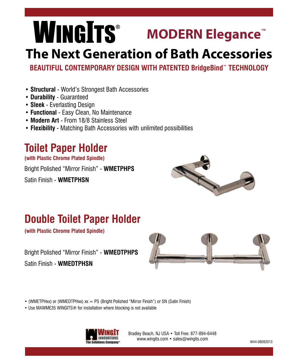 WINGITS MODERN Toilet Paper Holder WMETPHSN User Manual | 3 pages