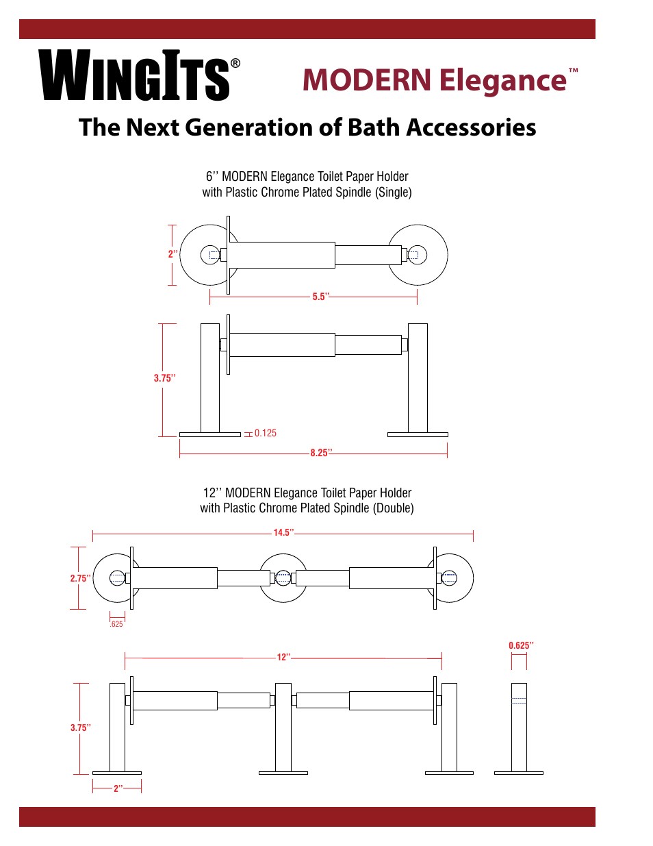 Modern elegance, The next generation of bath accessories | WINGITS MODERN Toilet Paper Holder WMETPHSN User Manual | Page 2 / 3