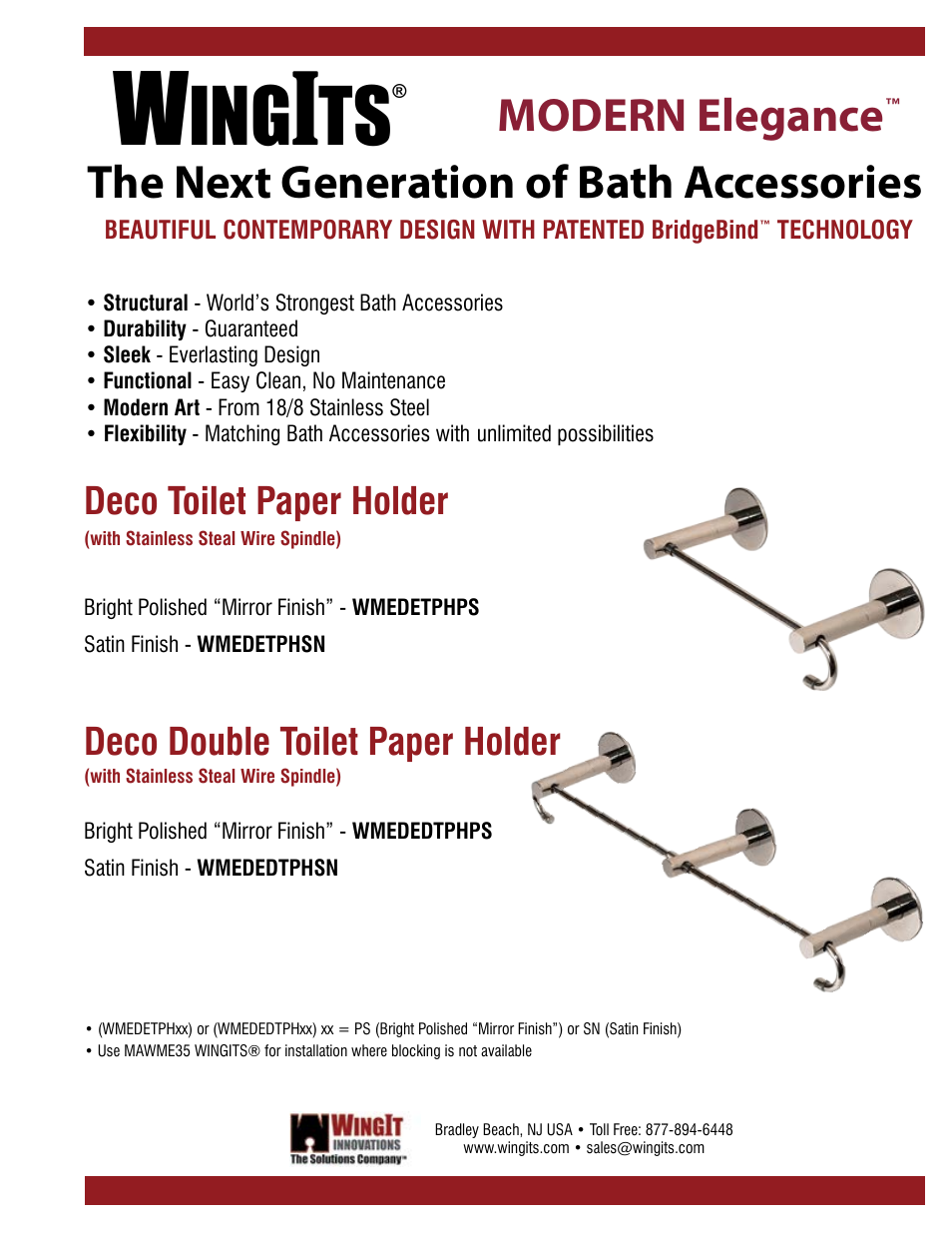 WINGITS MODERN Toilet Paper Holder Deco Single WMEDETPHSN/PS User Manual | 4 pages