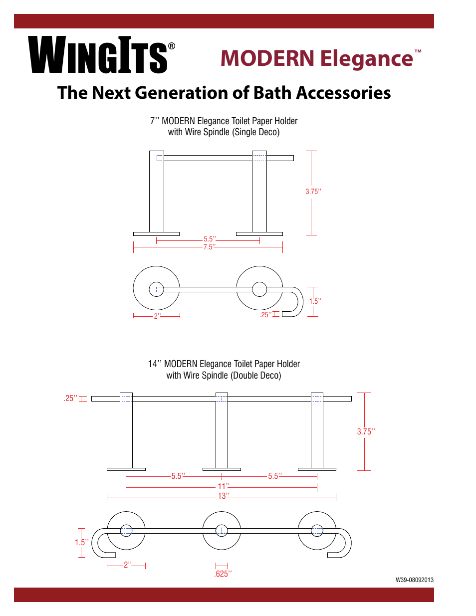 Modern elegance, The next generation of bath accessories | WINGITS MODERN Toilet Paper Holder Deco Single WMEDETPHSN/PS User Manual | Page 2 / 4