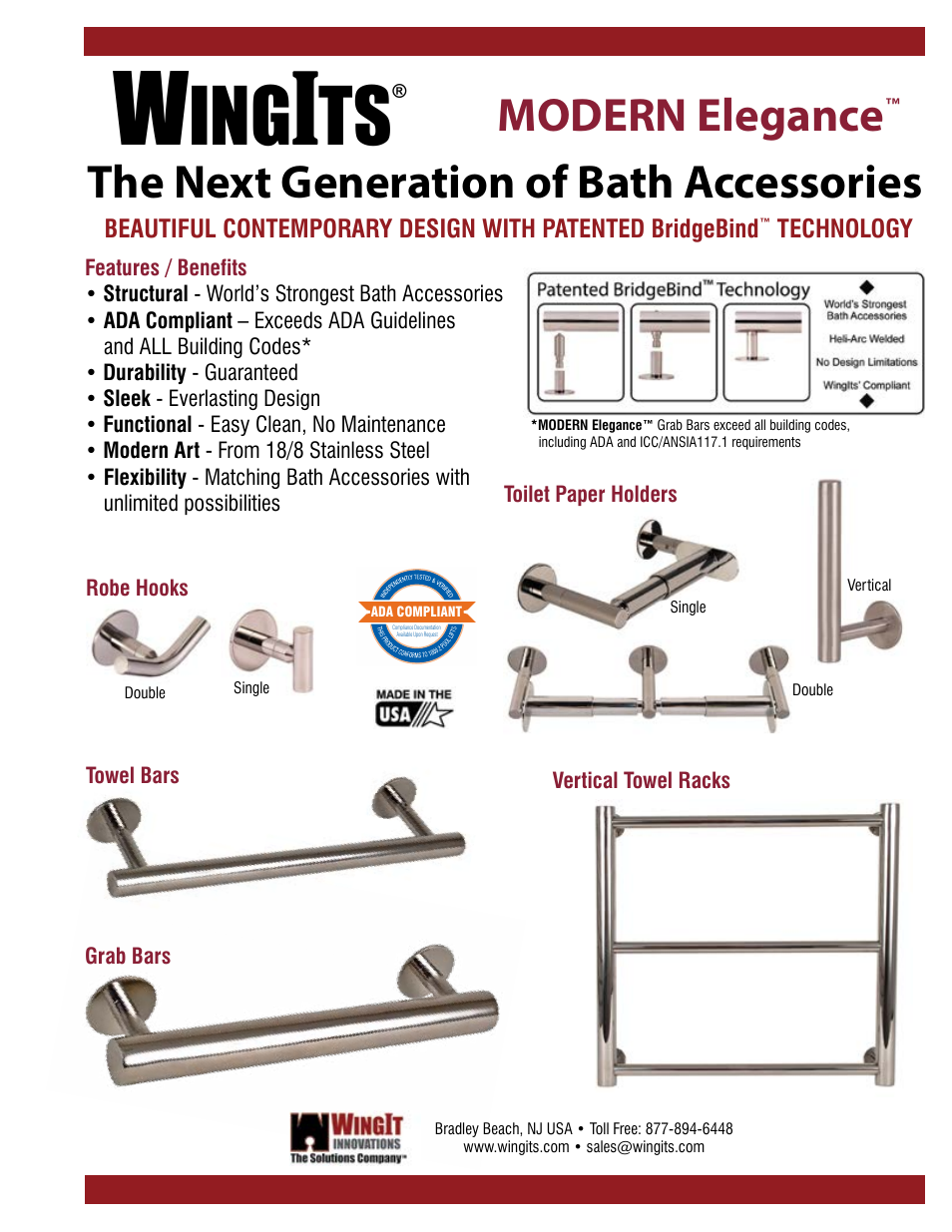 WINGITS MODERN Towel Bar WMETBSNxx User Manual | 3 pages