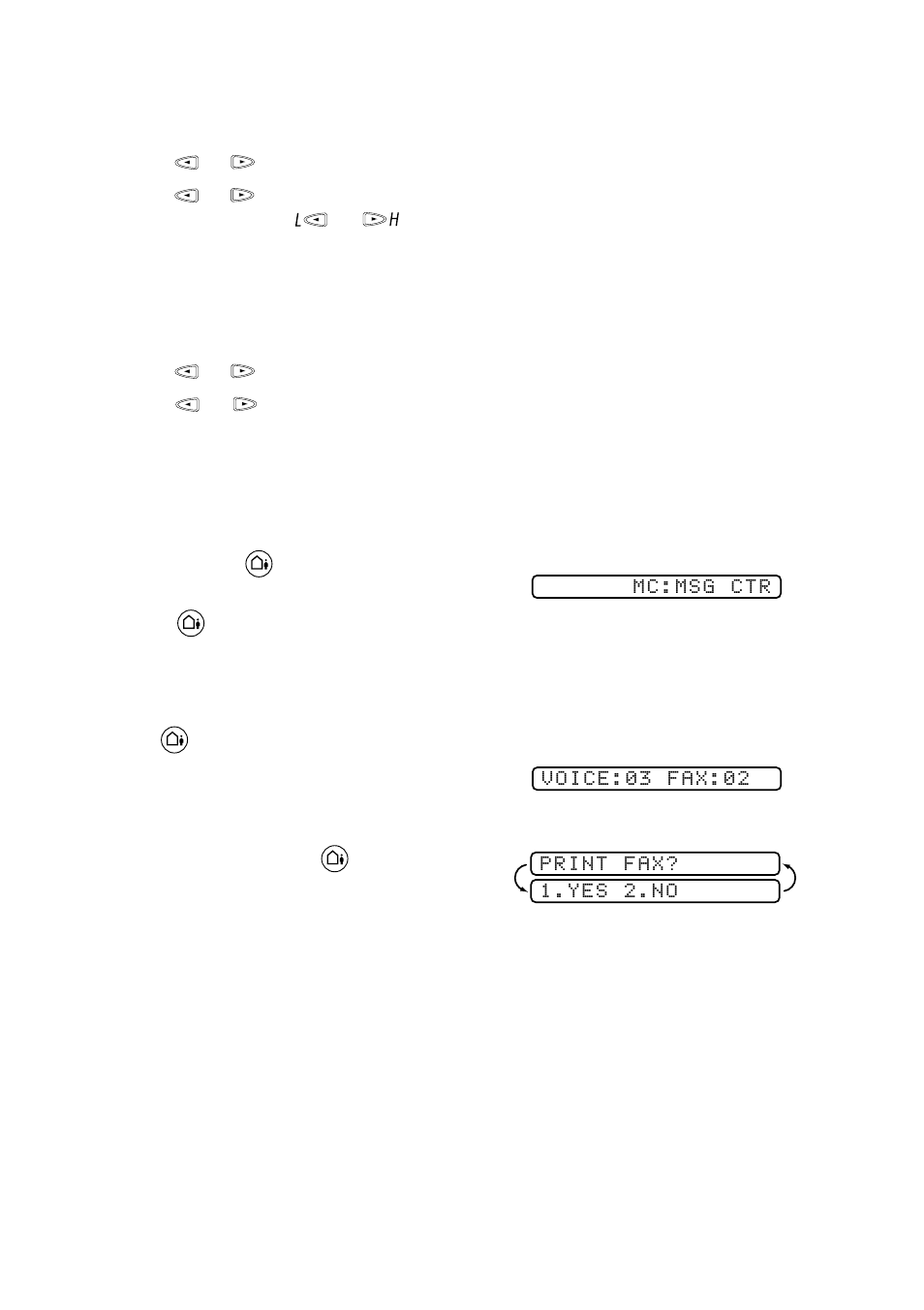 Listening to outgoing message (ogm), Erasing outgoing message (ogm), Activating message center mode | Message indicator | Brother FAX 580MC User Manual | Page 68 / 115