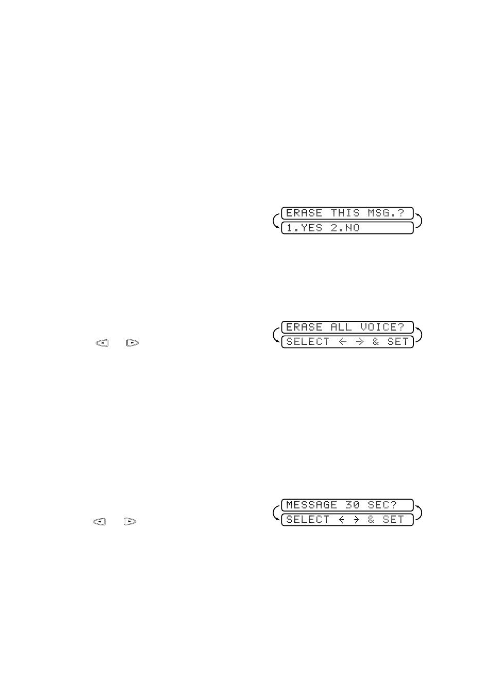 Erasing messages, To erase voice messages individually, To erase messages all at once | Setting maximum time for incoming messages, Erasing messages -5, Setting maximum time for incoming messages -5 | Brother FAX 580MC User Manual | Page 70 / 115