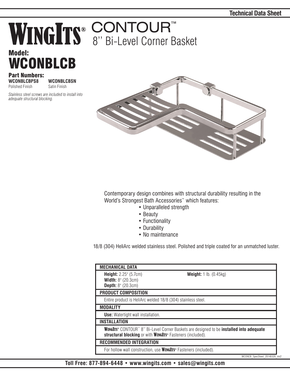 WINGITS CONTOUR Corner Basket WCONBLCB User Manual | 2 pages