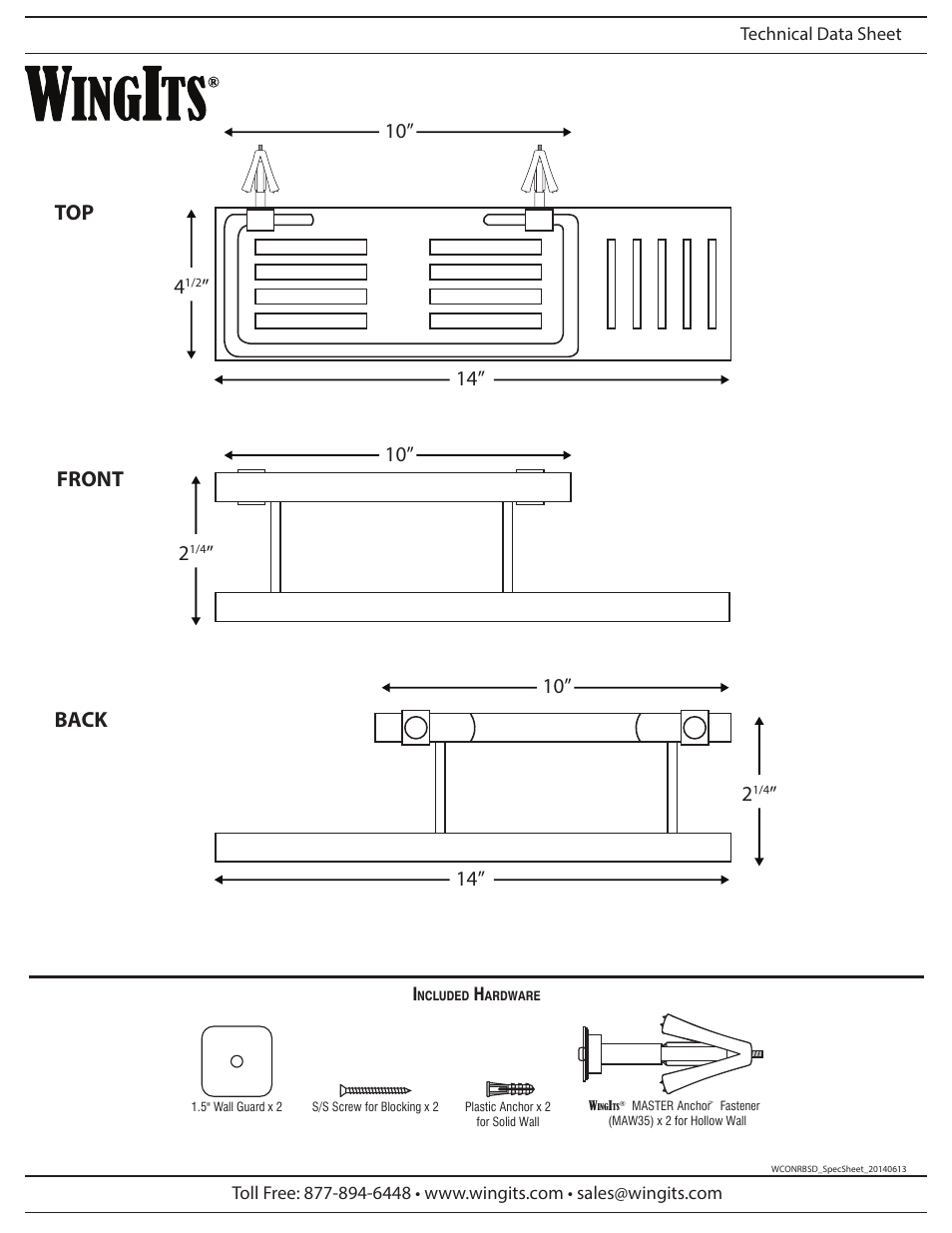 Top front back | WINGITS CONTOUR Basket with Soap Dish WCONRBSD User Manual | Page 2 / 2