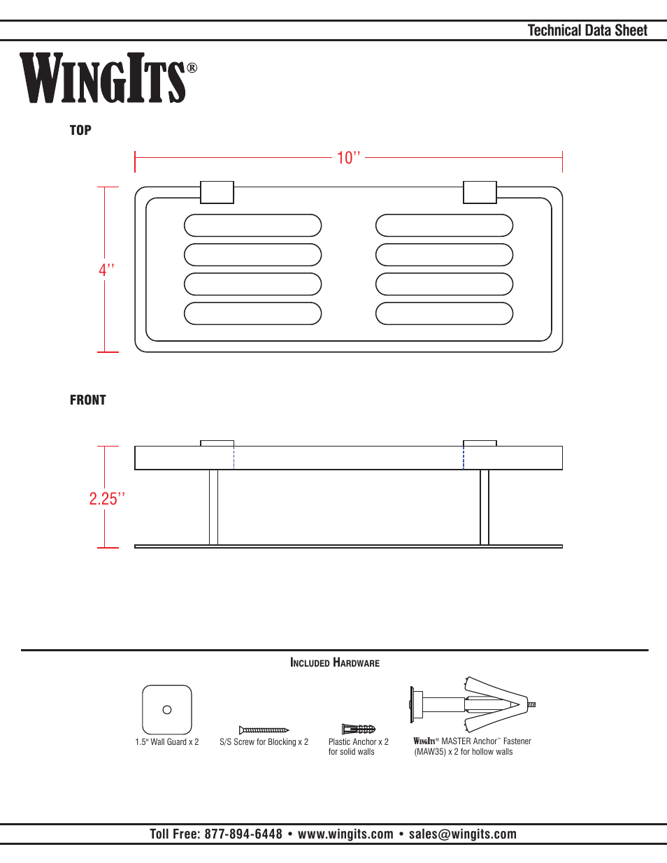 Technical data sheet | WINGITS CONTOUR Basket WCONRBPS10 User Manual | Page 2 / 2