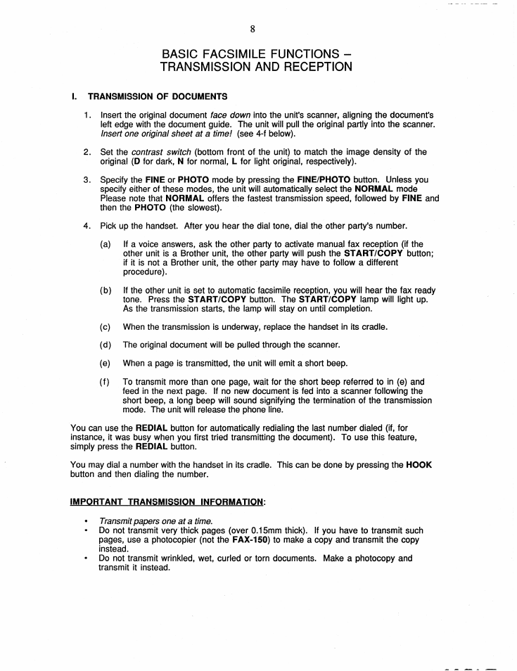 Brother FAX-150 User Manual | Page 14 / 36