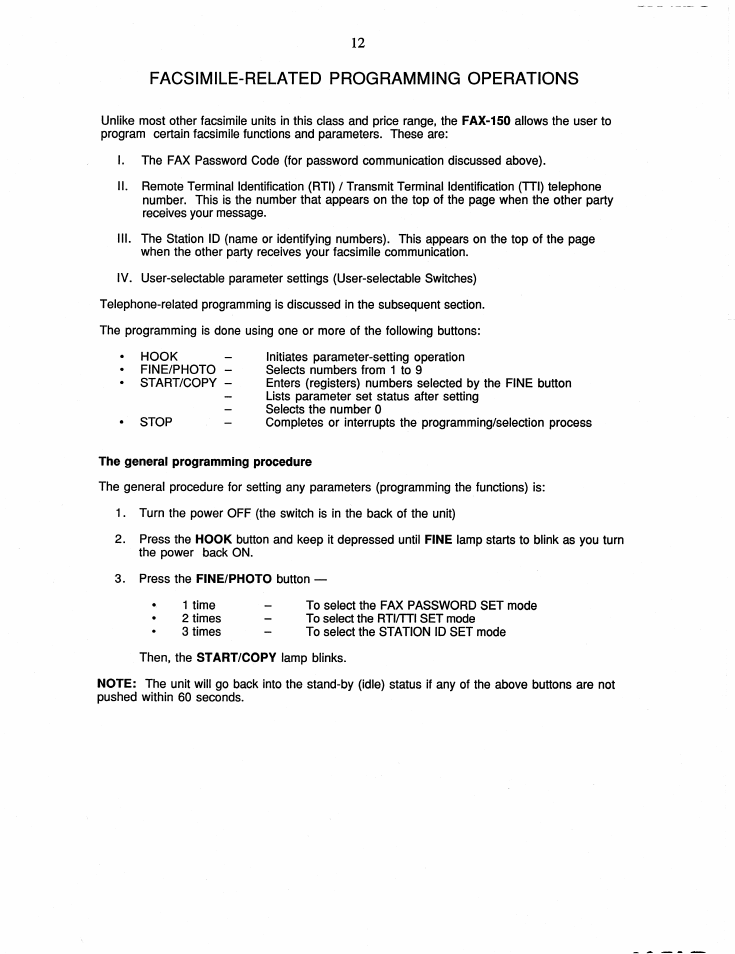 Facsimile-related programming operations | Brother FAX-150 User Manual | Page 18 / 36