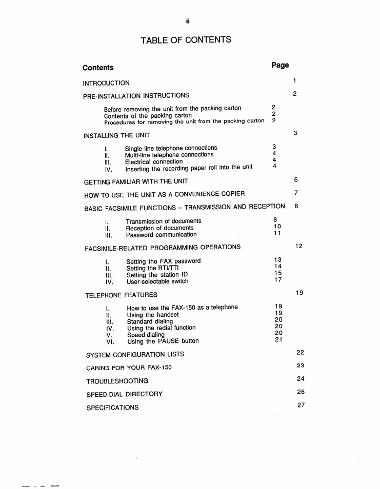 Brother FAX-150 User Manual | Page 5 / 36