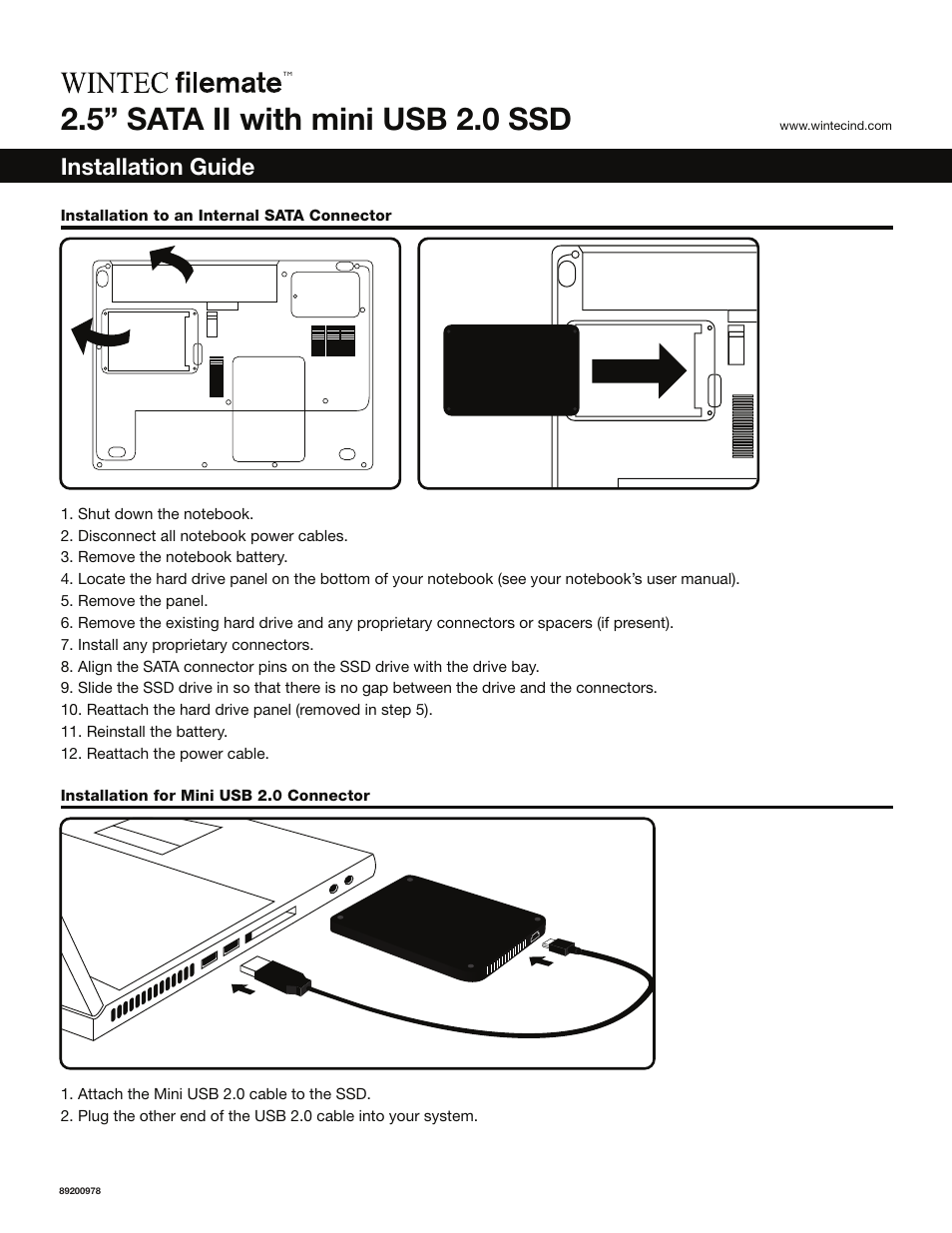 Wintec FileMate SATA II with Mini USB 2.0 User Manual | 1 page
