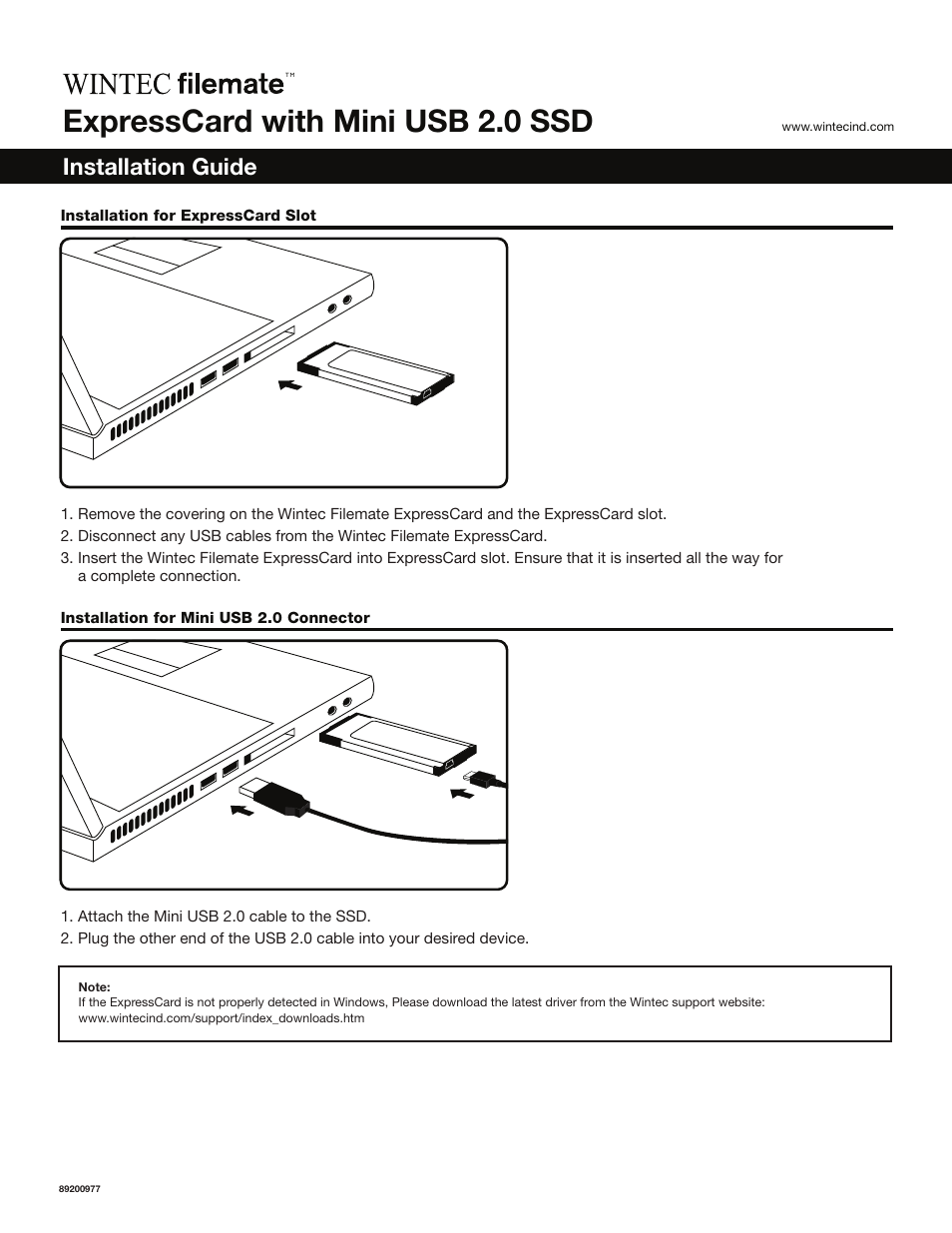 Wintec FileMate ExpressCard with Mini USB 2.0 User Manual | 1 page