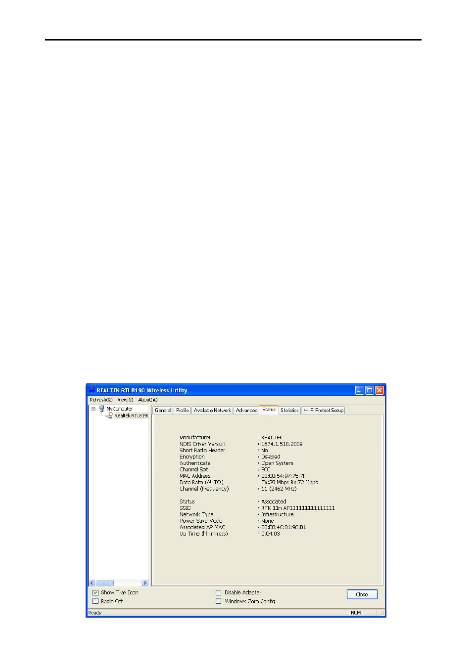 6 status, Filemate wireless-n pci adapter | Wintec PCI Wireless-N User Manual | Page 22 / 43