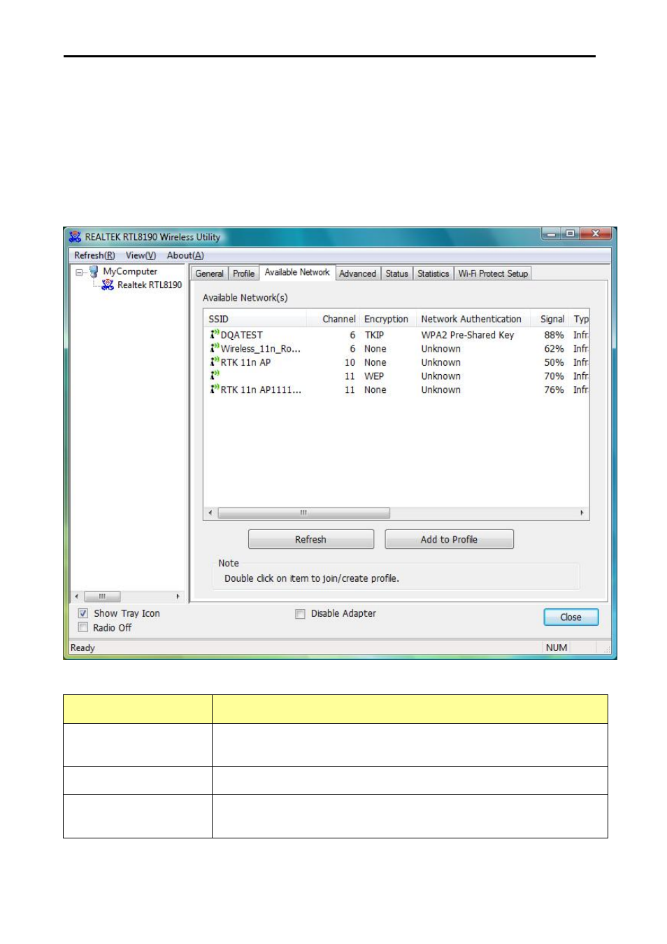 2 available network, Filemate wireless-n pci adapter | Wintec PCI Wireless-N User Manual | Page 31 / 43