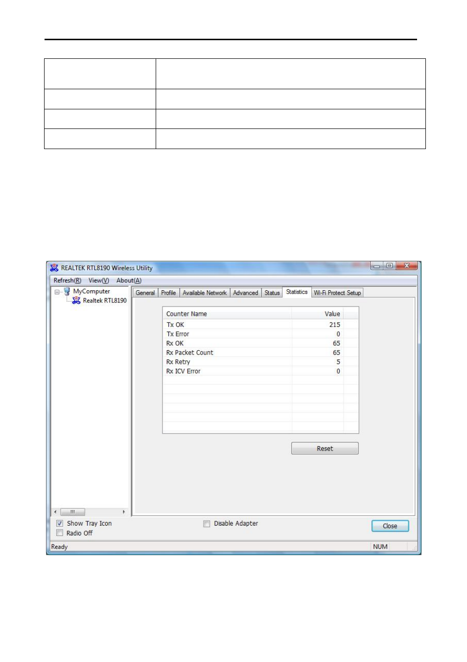 7 statistics, Filemate wireless-n pci adapter | Wintec PCI Wireless-N User Manual | Page 38 / 43