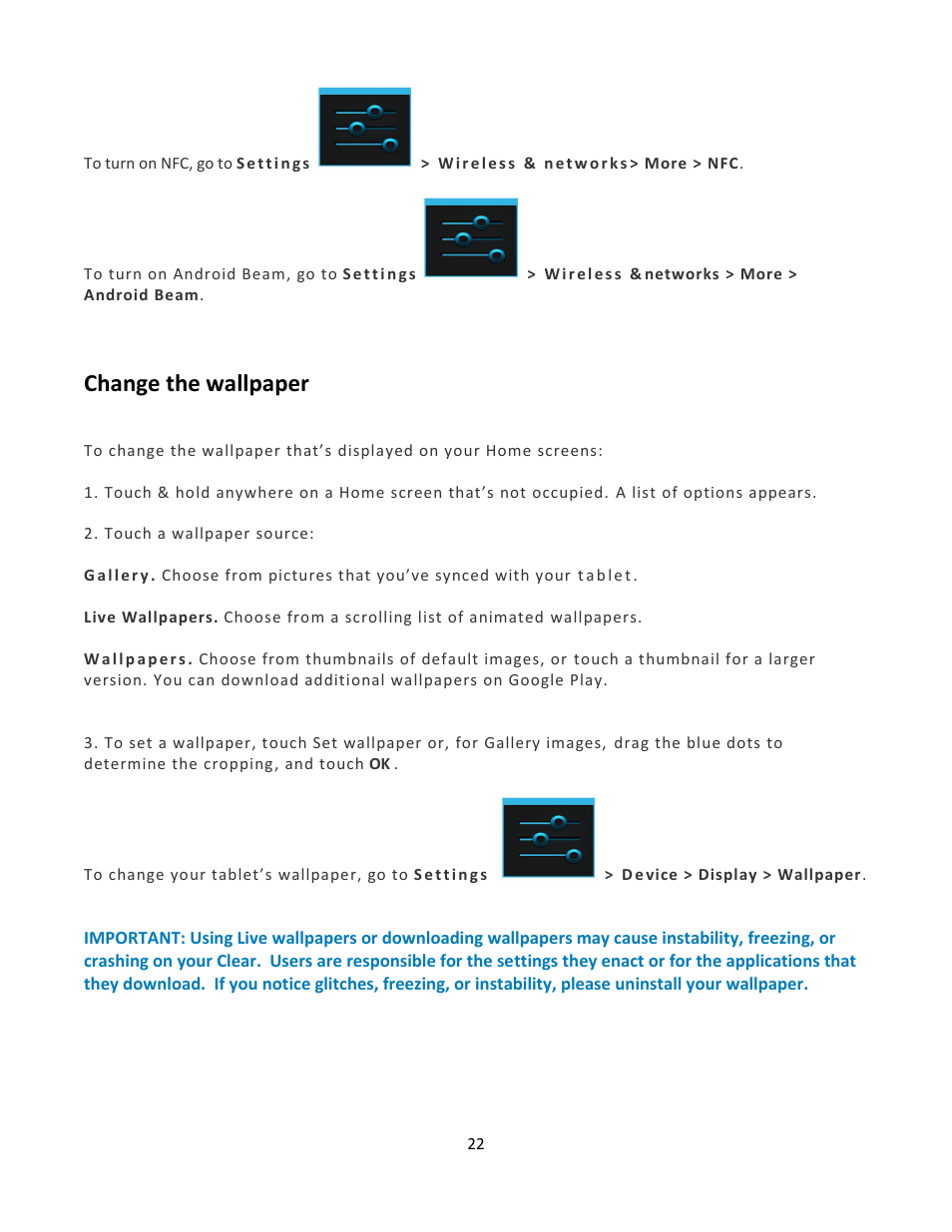Change the wallpaper | Wintec FileMate Clear X2 and X4 Tablets User Manual | Page 22 / 58