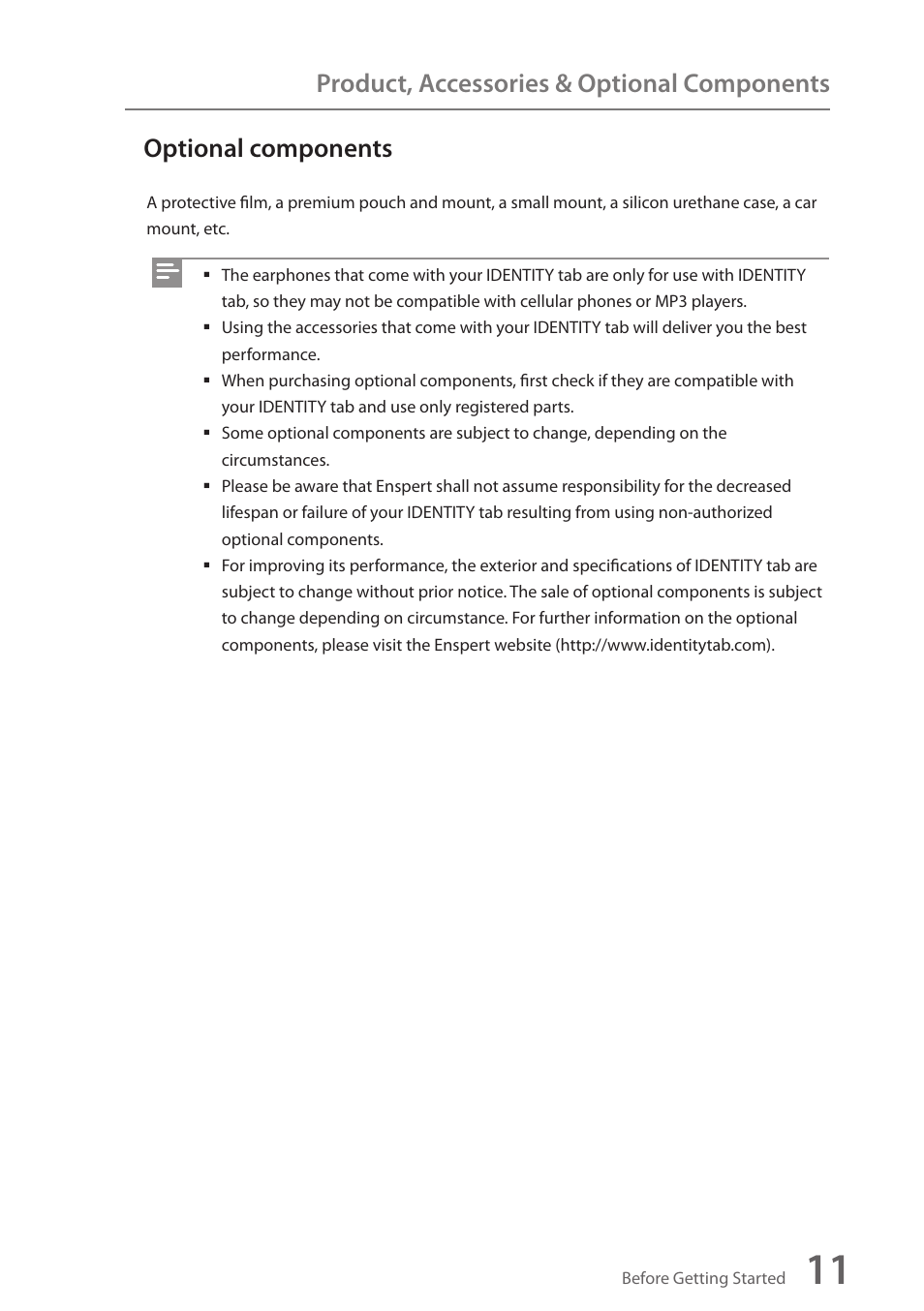 Optional components, Product, accessories & optional components | Wintec FileMate Identity Tablet User Manual | Page 12 / 98