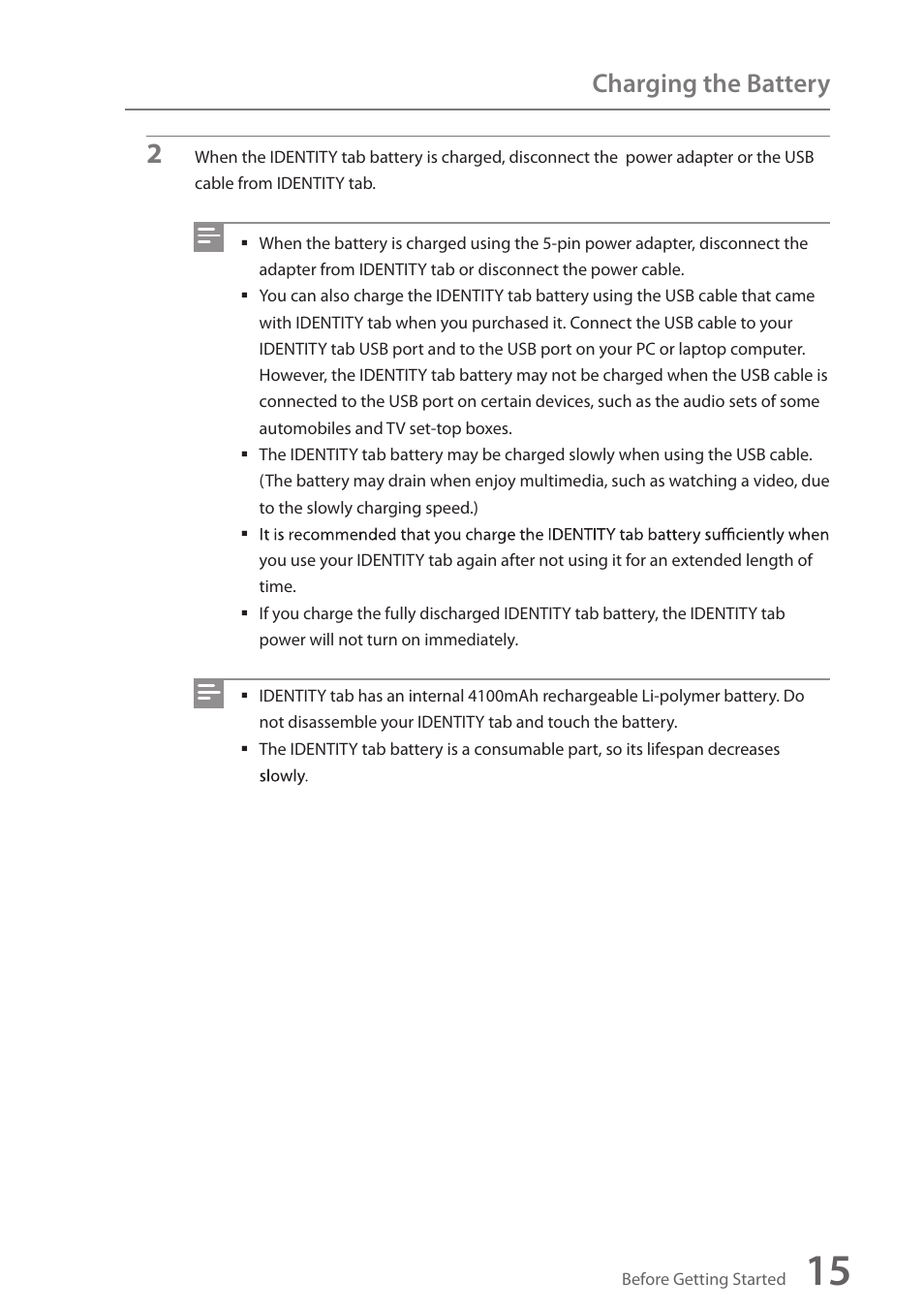 Charging the battery | Wintec FileMate Identity Tablet User Manual | Page 16 / 98