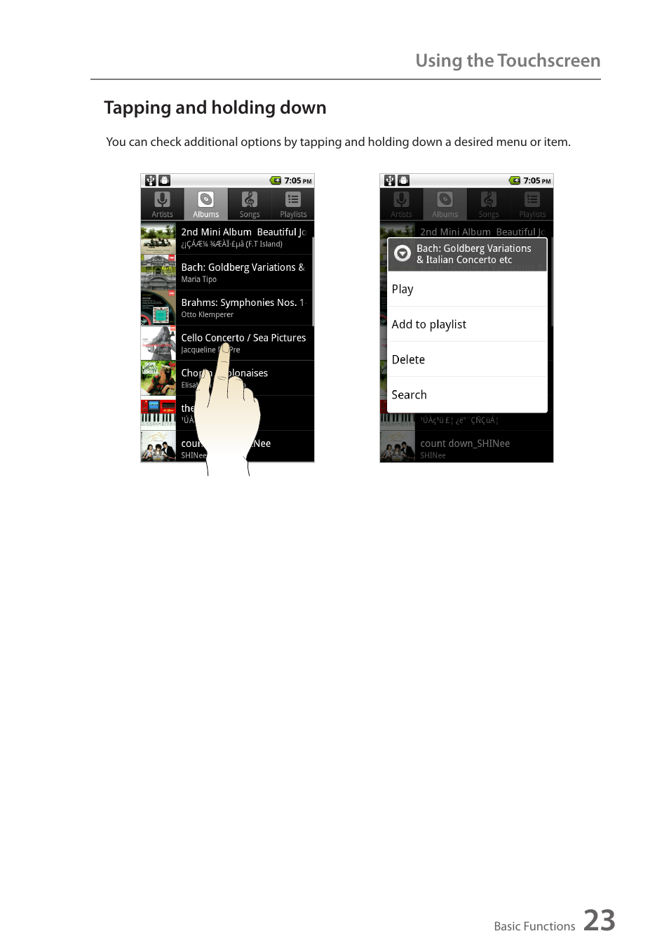 Tapping and holding down | Wintec FileMate Identity Tablet User Manual | Page 24 / 98